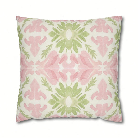 [Pillow Cover]Pink And Green Watercolor Abstract Pillow Cover Dorm Dr For College Giome And Apartt Dr Tow Pillows For Couch