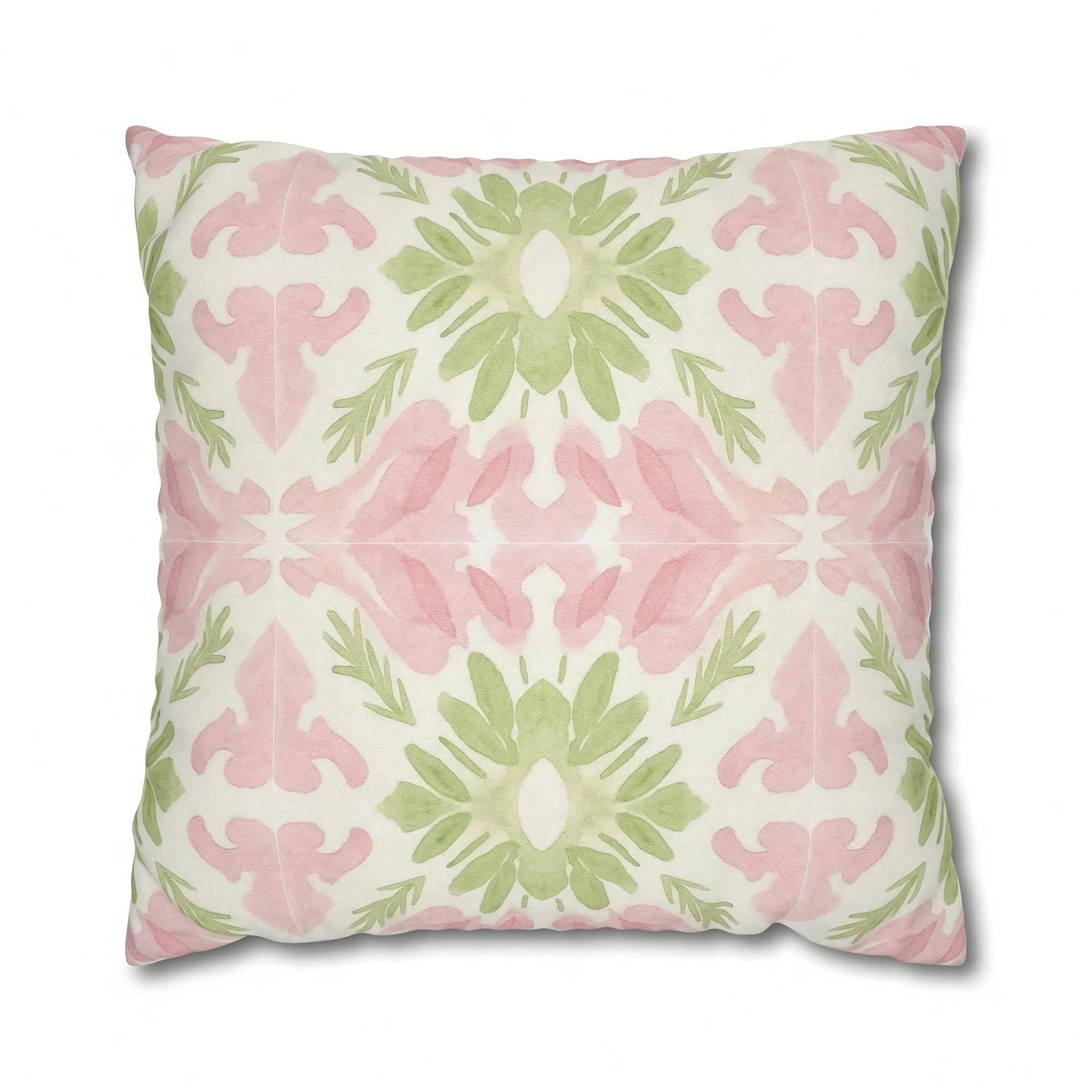[Pillow Cover]Pink And Green Watercolor Abstract Pillow Cover Dorm Dr For College Giome And Apartt Dr Tow Pillows For Couch