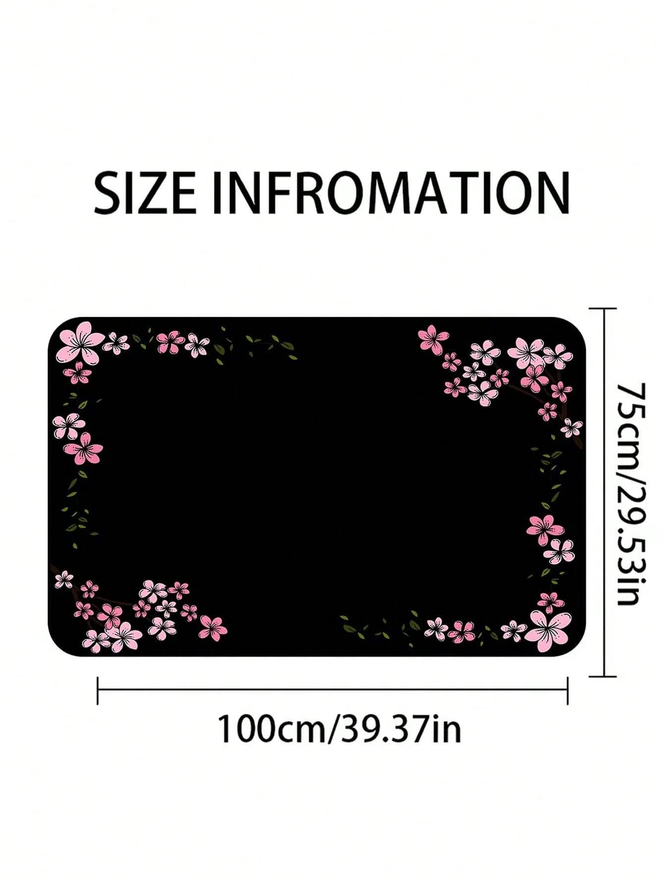 Pink Cherry Blossom Border Car Trunk Mat Non-Slip Rubber Back Waterproof Stain Resistant Cargo Liner Machine Washable Pet Hair Proof Trunk Protector Pad For SUV Sedan CUV Van Camping Road Trip Dog Own