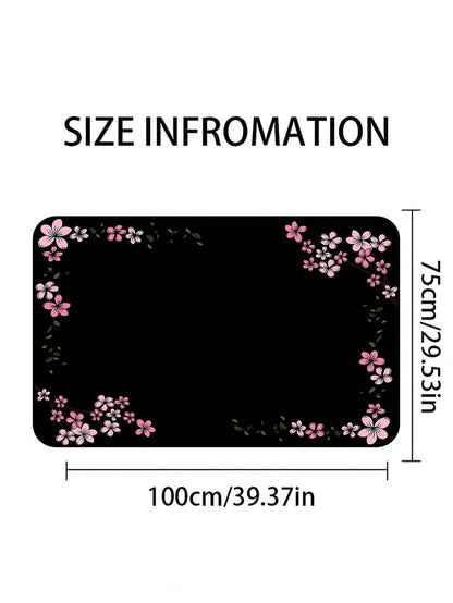 Pink Cherry Blossom Border Car Trunk Mat Non-Slip Rubber Back Waterproof Stain Resistant Cargo Liner Machine Washable Pet Hair Proof Trunk Protector Pad For SUV Sedan CUV Van Camping Road Trip Dog Own