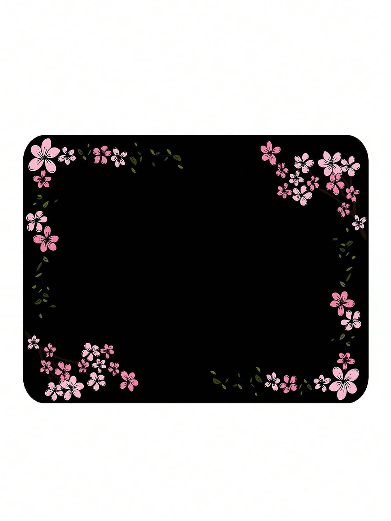 Pink Cherry Blossom Border Car Trunk Mat Non-Slip Rubber Back Waterproof Stain Resistant Cargo Liner Machine Washable Pet Hair Proof Trunk Protector Pad For SUV Sedan CUV Van Camping Road Trip Dog Own
