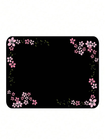Pink Cherry Blossom Border Car Trunk Mat Non-Slip Rubber Back Waterproof Stain Resistant Cargo Liner Machine Washable Pet Hair Proof Trunk Protector Pad For SUV Sedan CUV Van Camping Road Trip Dog Own