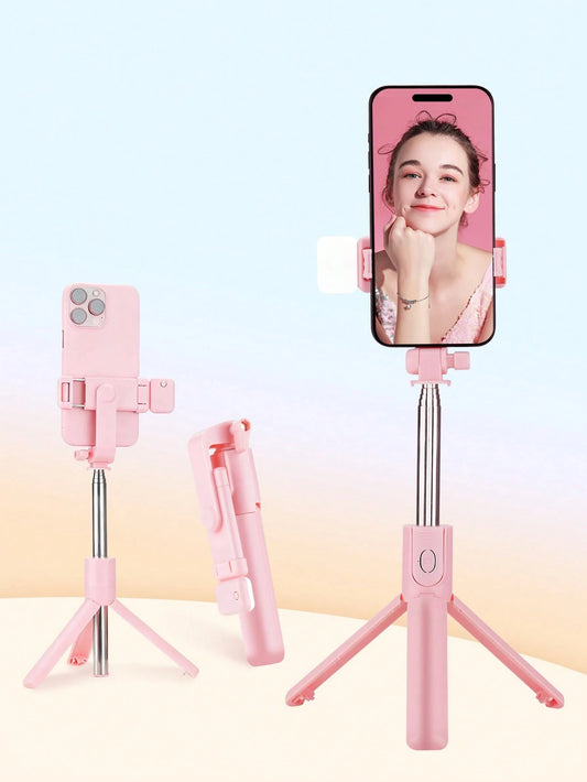 Pink Quality Selfie Stick Tripod With Built In Fill Light Telescopic Phone Selfie Stick With Built In Light Professional Live Streaming Tripod Wireless Remote 360° Rotating Smartphone Tripod For Hikin