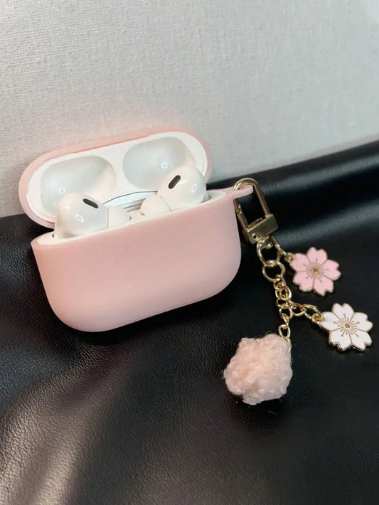 Pink Silicone Flower Elements Case Compatible With Airpods Pro 2/ 3rd Generation 1pc Silicone Protective Earphone Case Spring Birthday Gift