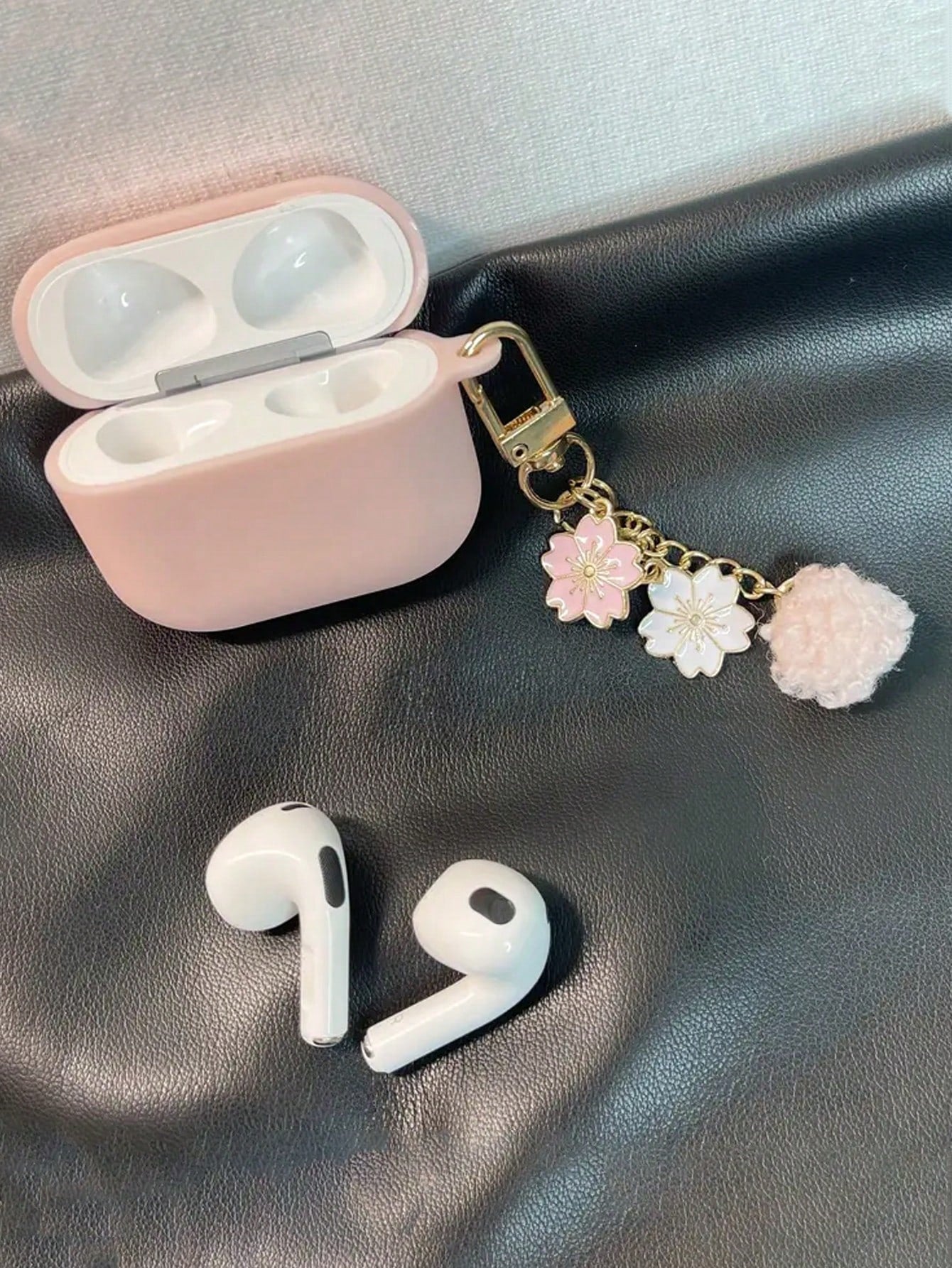 Pink Silicone Flower Elements Case Compatible With Airpods Pro 2/ 3rd Generation 1pc Silicone Protective Earphone Case Spring Birthday Gift