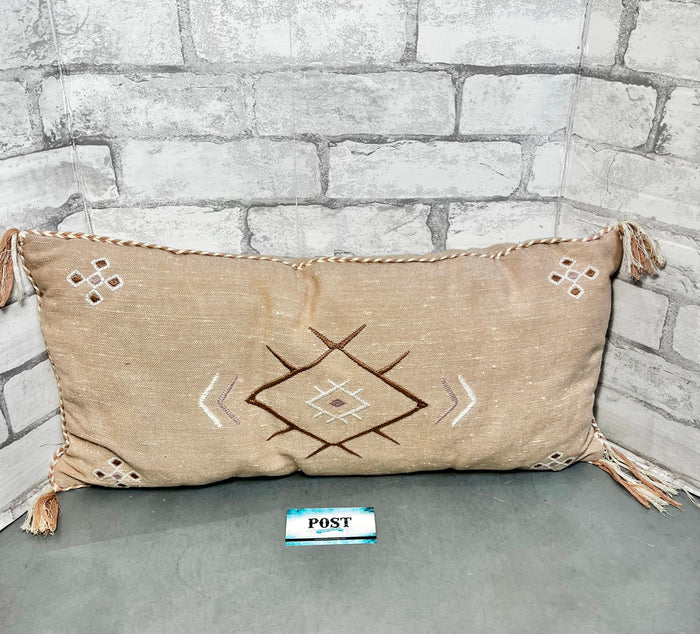 Pink Tribal Lumbar Pillow with Tassles
