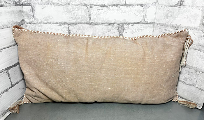 Pink Tribal Lumbar Pillow with Tassles