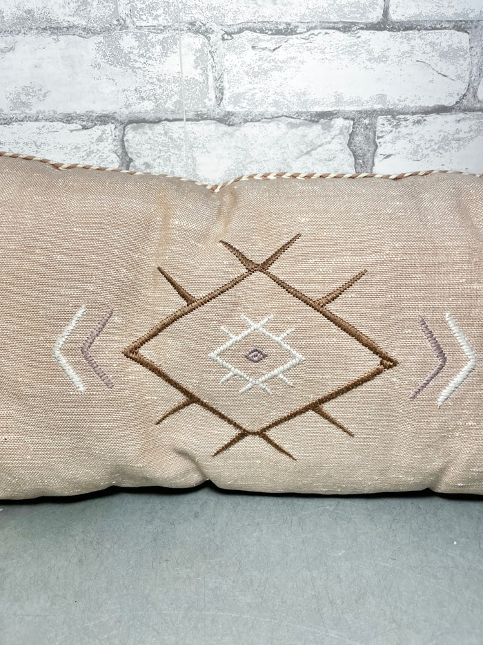 Pink Tribal Lumbar Pillow with Tassles