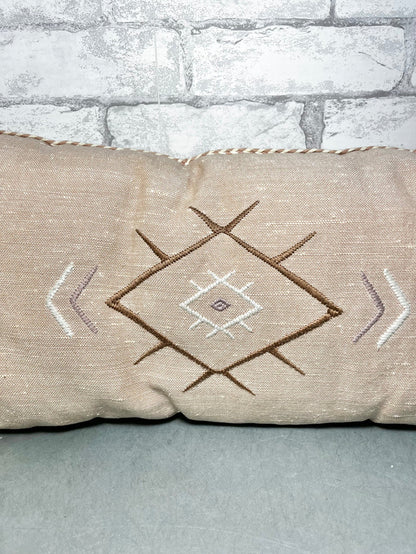 Pink Tribal Lumbar Pillow with Tassles
