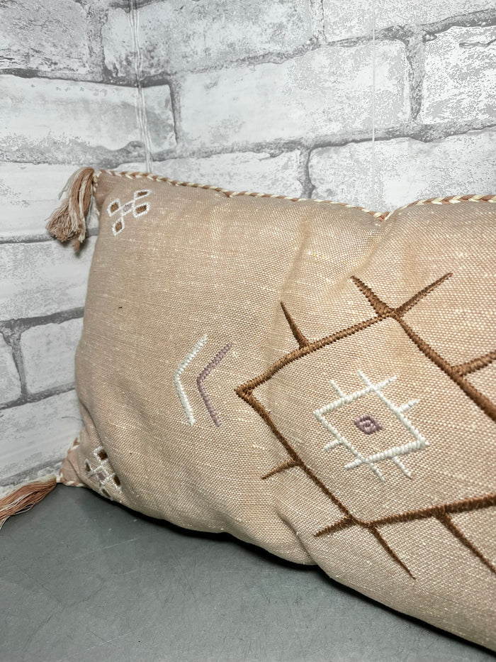 Pink Tribal Lumbar Pillow with Tassles