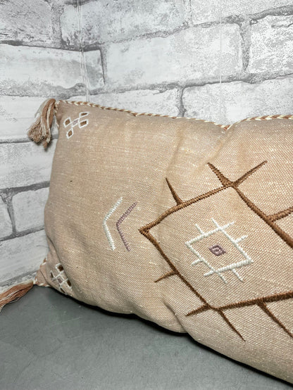 Pink Tribal Lumbar Pillow with Tassles