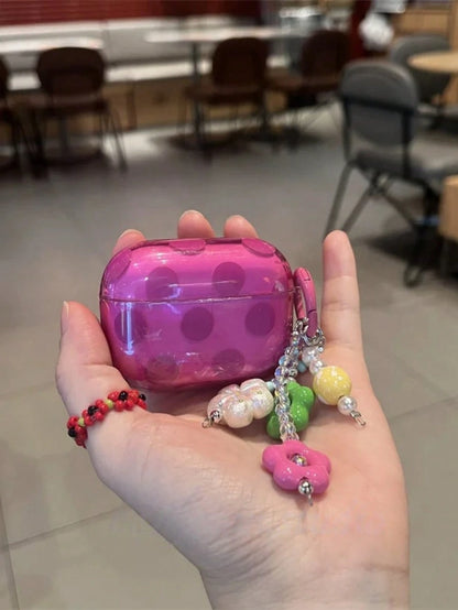 Pitaya Pink Polka Dot Silicone Soft Case For AirPods 4, Pro 3, Pro 2, Sweet Style For AirPods 3 Bluetooth Earphones