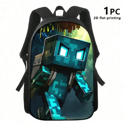 Pixel Block Monster Adventure Backpack Set For Travel, Commuting- Stylish & Functional Design, Playful Design, Ideal For Gaming Events, Weekend Getaways, Fall Outdoor Adventures And Holiday Gifting