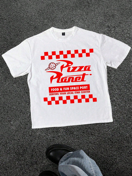 Pizza Planet- Movie- Themed Men's T- Shirt, Casual Soft Short Sleeve Pure Cotton 220gsm T- Shirt