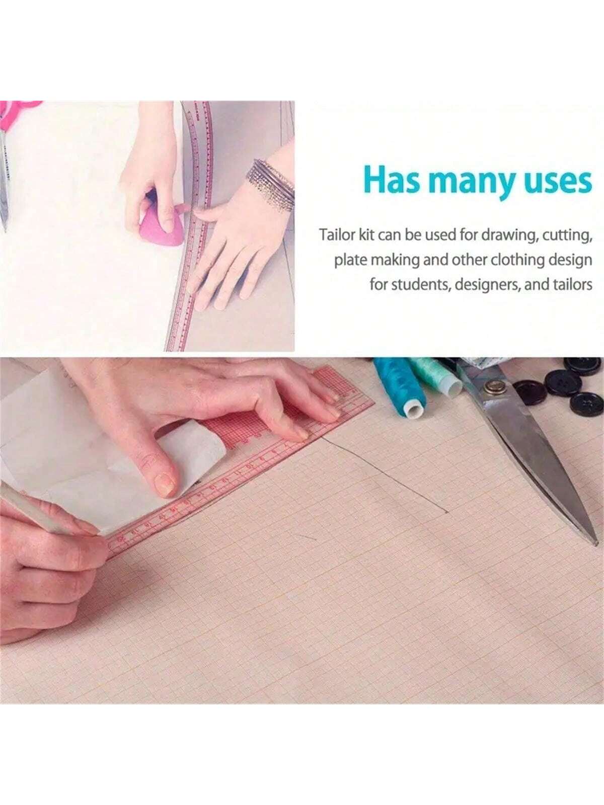 Plastic Soft Ruler-French Curve Metric Ruler Set Sewing Measure Dressmaking TailorDrawing Template Craft Tool French Metric Ruler Curve Ruler SewingRuler Dressmaking Tailor Tool Sewing Tools Tailor Ru