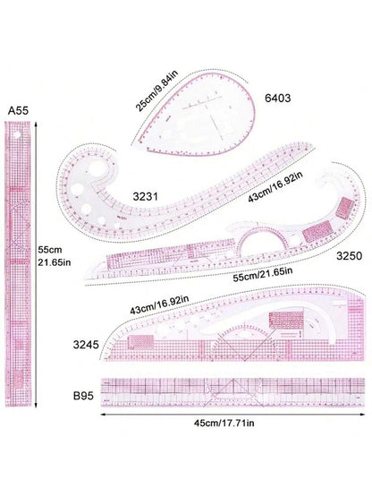 Plastic Soft Ruler-French Curve Metric Ruler Set Sewing Measure Dressmaking TailorDrawing Template Craft Tool French Metric Ruler Curve Ruler SewingRuler Dressmaking Tailor Tool Sewing Tools Tailor Ru