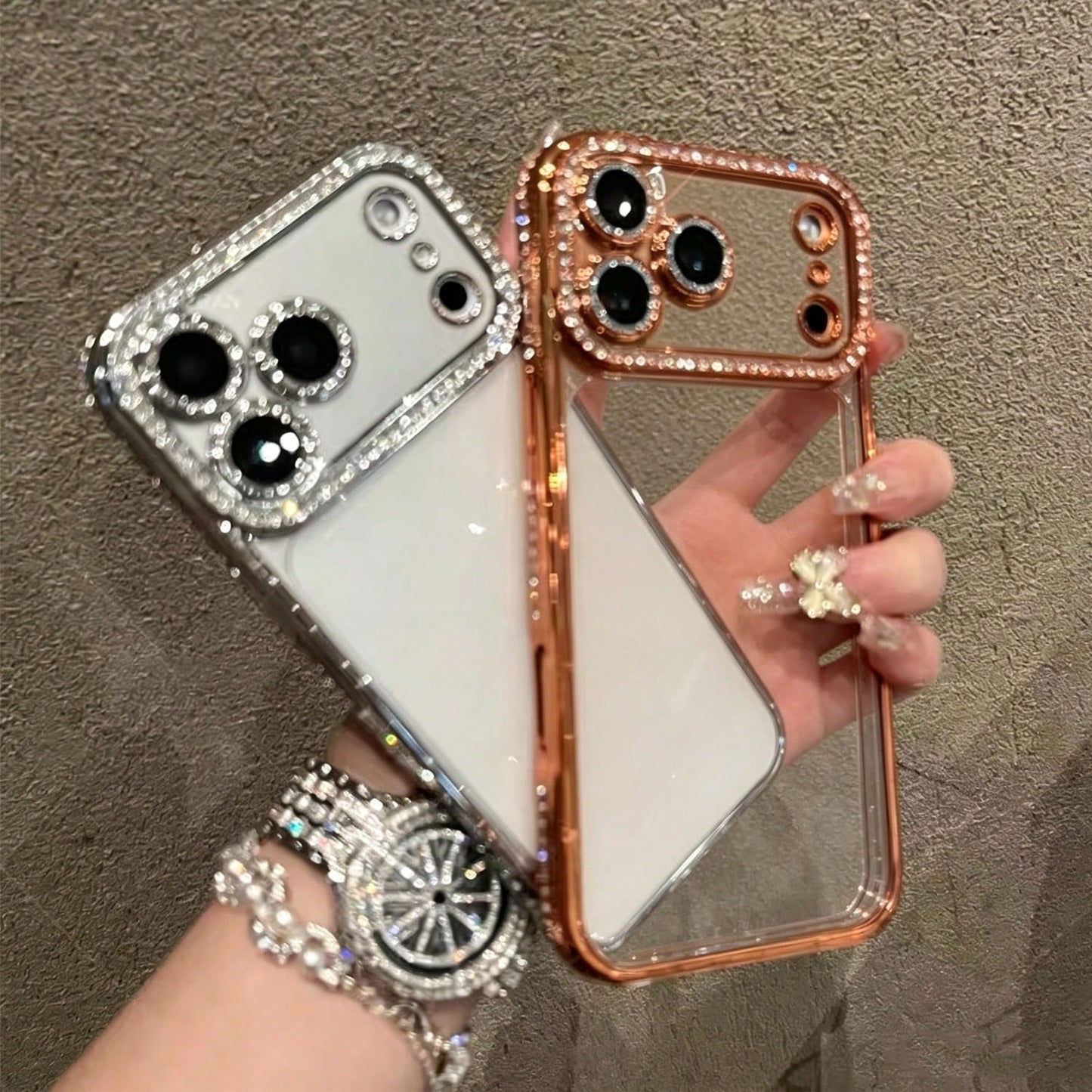 Plating Glitter Diamond Rhinestone Case Compatible With IPhone 17 Pro Max 17 Pro Air 17 Soft Case Compatible With IPhone 16 Pro Max 15 14 Plus 13 12 11
