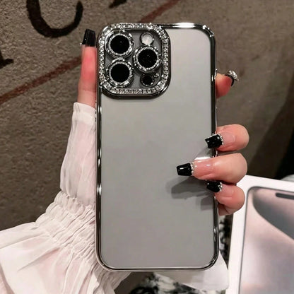 Plating Glitter Diamond Rhinestone Case Compatible With IPhone 17 Pro Max 17 Pro Air 17 Soft Case Compatible With IPhone 16 Pro Max 15 14 Plus 13 12 11
