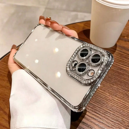 Plating Glitter Diamond Rhinestone Case Compatible With IPhone 17 Pro Max 17 Pro Air 17 Soft Case Compatible With IPhone 16 Pro Max 15 14 Plus 13 12 11