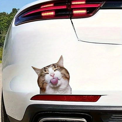Playful Cartoon Cat Tongue Sticker- Fun Decal, Suitable For Cars, Laptops, Luggage, Durable And Easy To Apply On Plastic/Wood/Glass/Metal/Ceramic, Cute Design, Suitable For Vehicle Rear Or Side, Cat