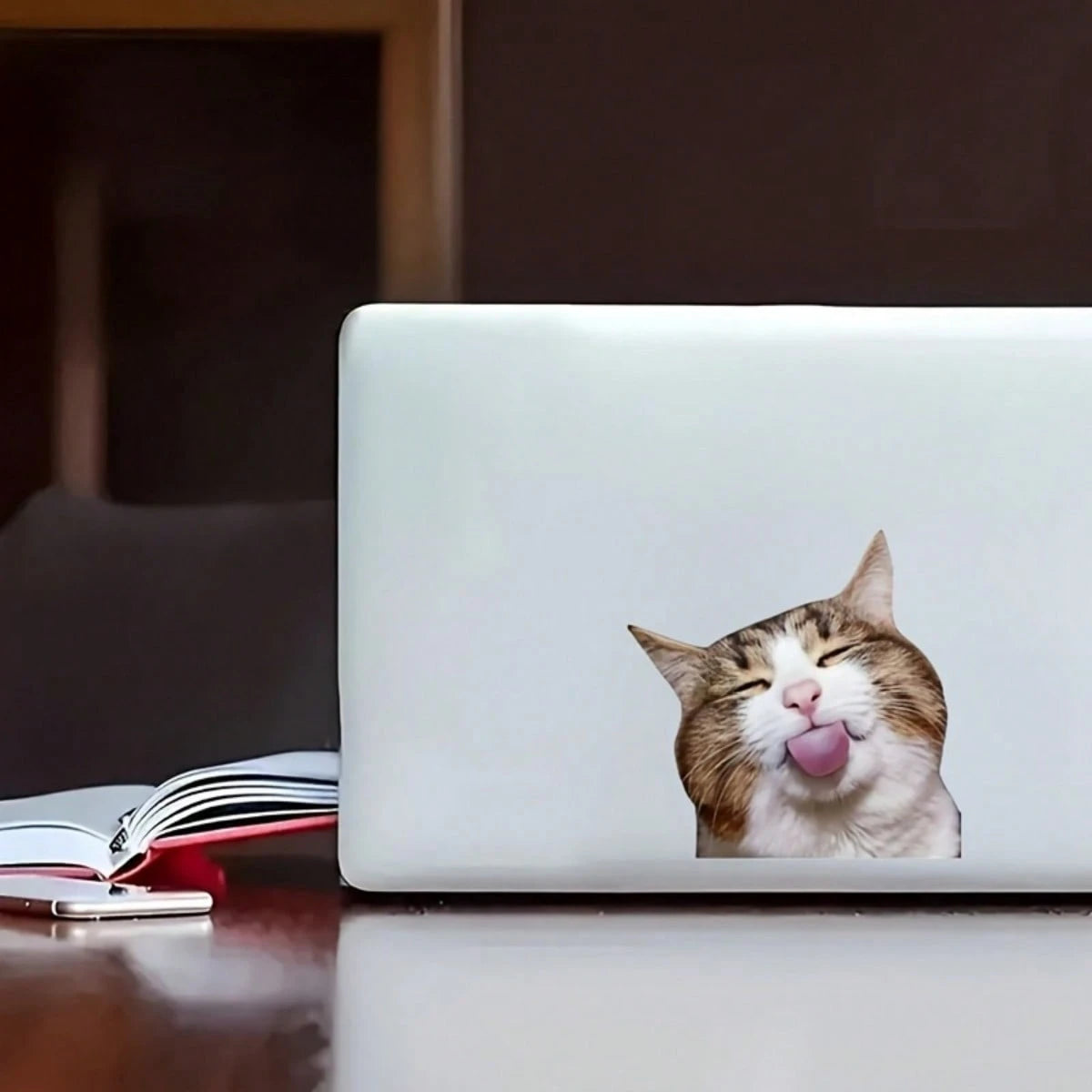 Playful Cartoon Cat Tongue Sticker- Fun Decal, Suitable For Cars, Laptops, Luggage, Durable And Easy To Apply On Plastic/Wood/Glass/Metal/Ceramic, Cute Design, Suitable For Vehicle Rear Or Side, Cat