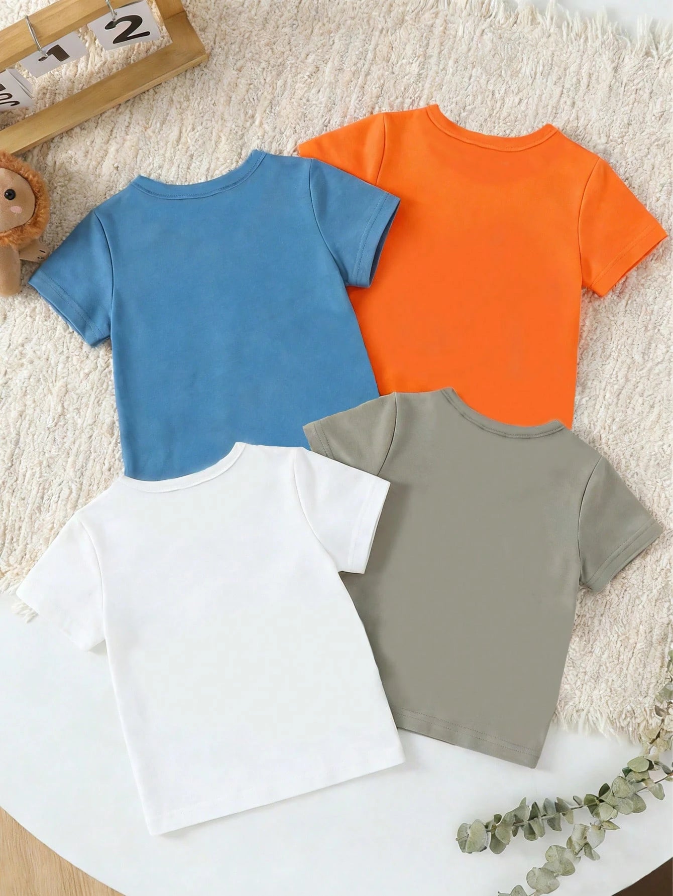 Playful Pals 3pcs Newborn Baby Boy Infant Toddler 6M-3Y Dinosaur Print Soft Knit Round Neck Short Sleeve T-Shirt White Summer Casual Cute Carrer Day Daily Wear