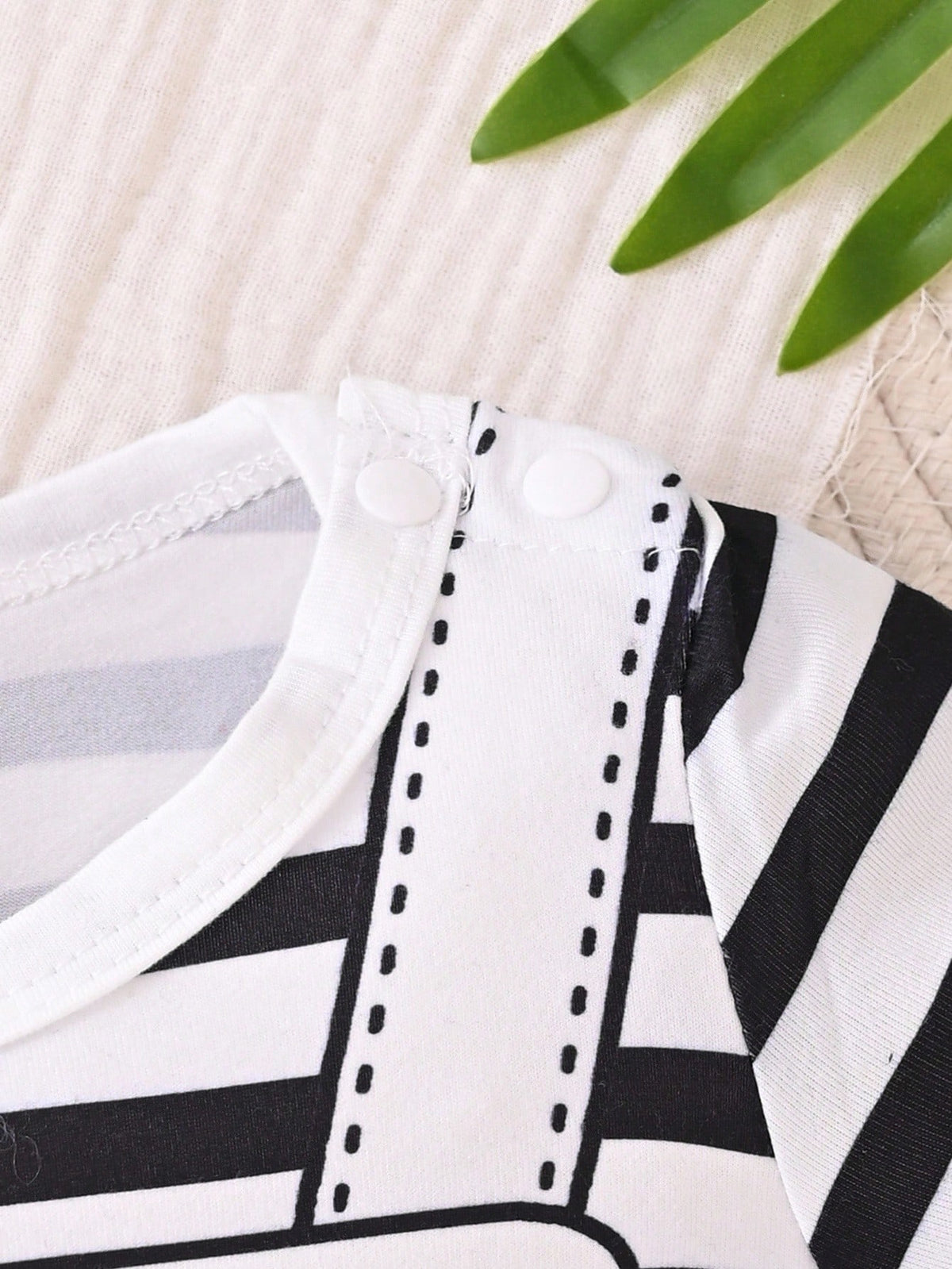 Playful Pals Baby Boys' Short Sleeve Striped Romper With Cartoon Panda Print, Summer