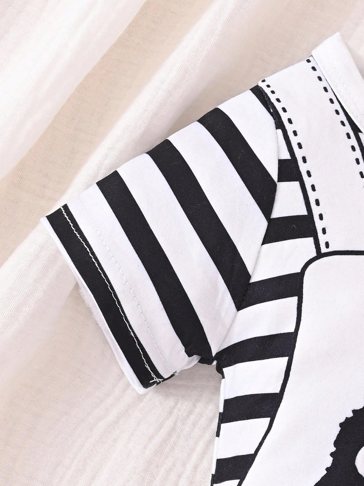 Playful Pals Baby Boys' Short Sleeve Striped Romper With Cartoon Panda Print, Summer