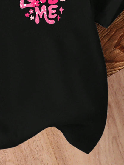 Playful Pals Baby Girls Cute Jesus Loves Me Floral Print Round Neck Short Sleeve Casual T-Shirt