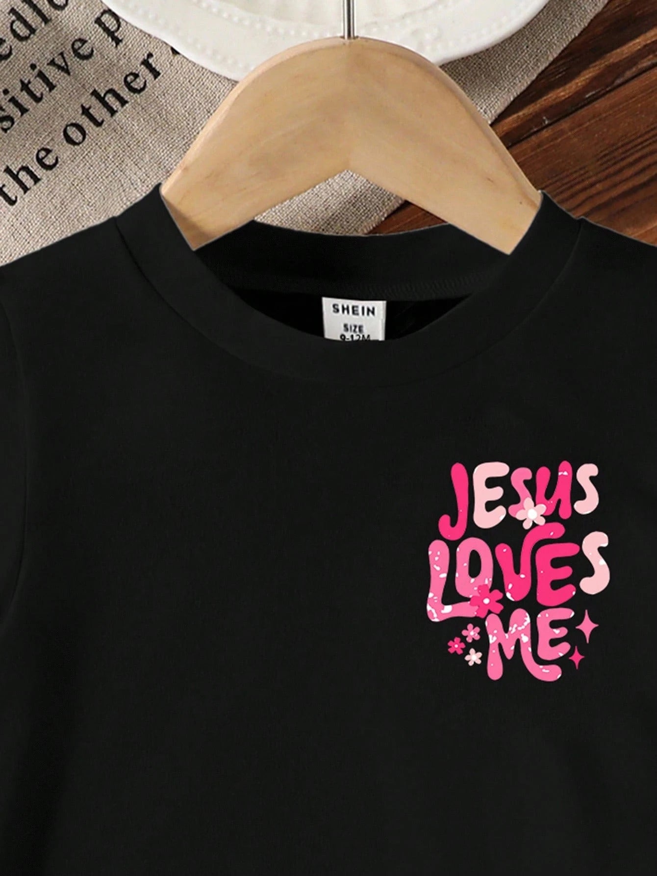 Playful Pals Baby Girls Cute Jesus Loves Me Floral Print Round Neck Short Sleeve Casual T-Shirt