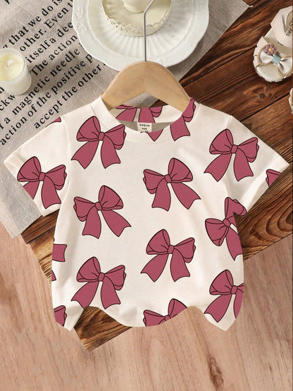 Playful Pals Baby Girls Cute Jesus Loves Me Floral Print Round Neck Short Sleeve Casual T-Shirt