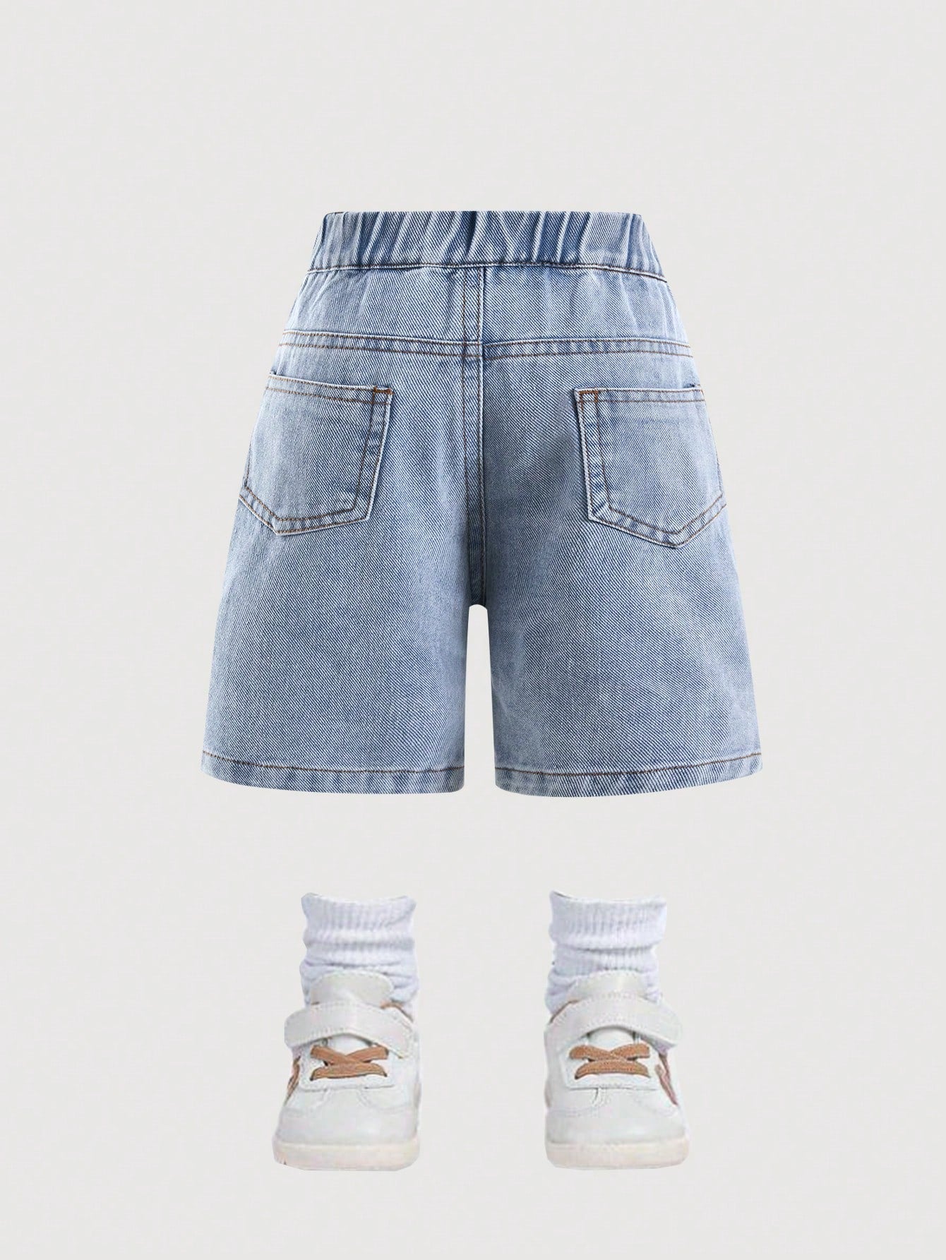 Playful Pals Baby Unisex Vintage Urban Street Ripped Long Denim Shorts,Aqua Blue,Summer,Casual,Elastic Waist,Decorative&Practical Pockets,Retro Heavy Wash,Whiskers