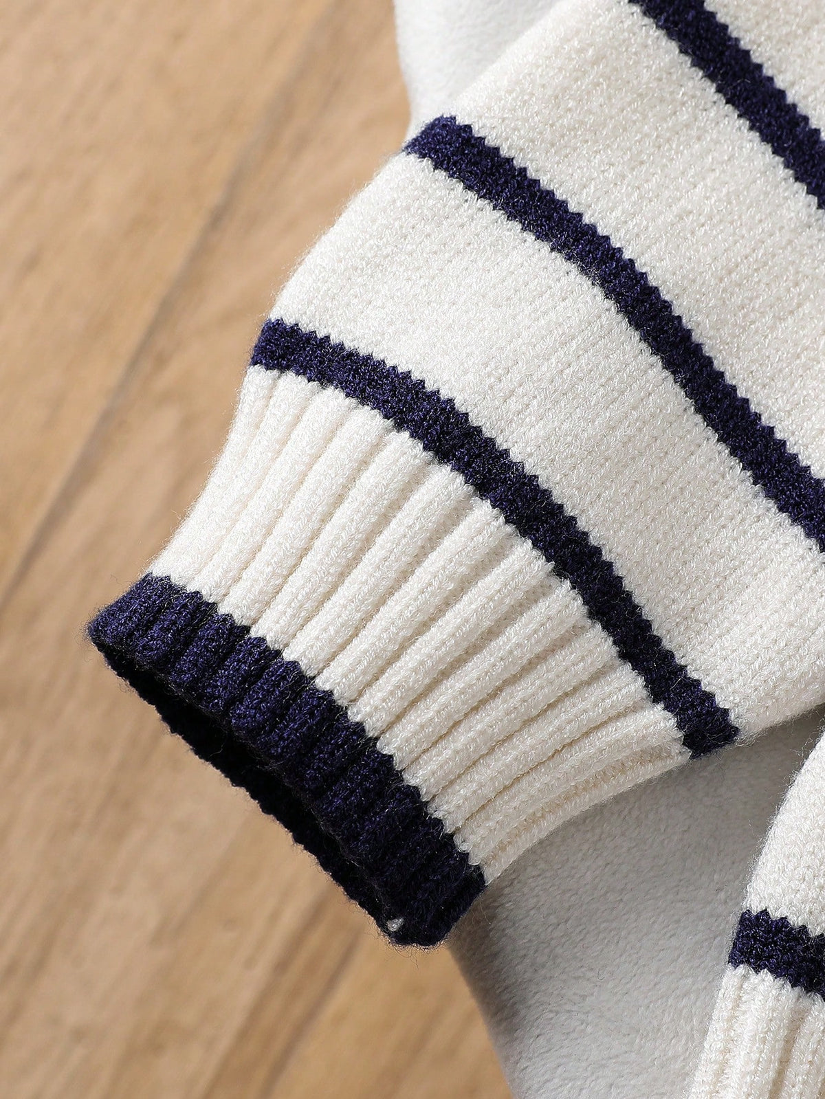 Playful Pals Boys (Small) Sweater With Turn-Down Collar, Long Sleeve, Striped Color Block Design, Suitable For Spring, Autumn, Winter, Autumn/Winter Seasons