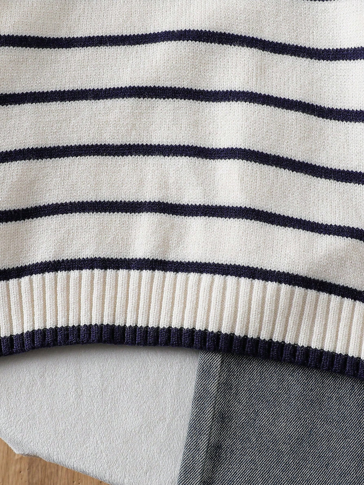 Playful Pals Boys (Small) Sweater With Turn-Down Collar, Long Sleeve, Striped Color Block Design, Suitable For Spring, Autumn, Winter, Autumn/Winter Seasons