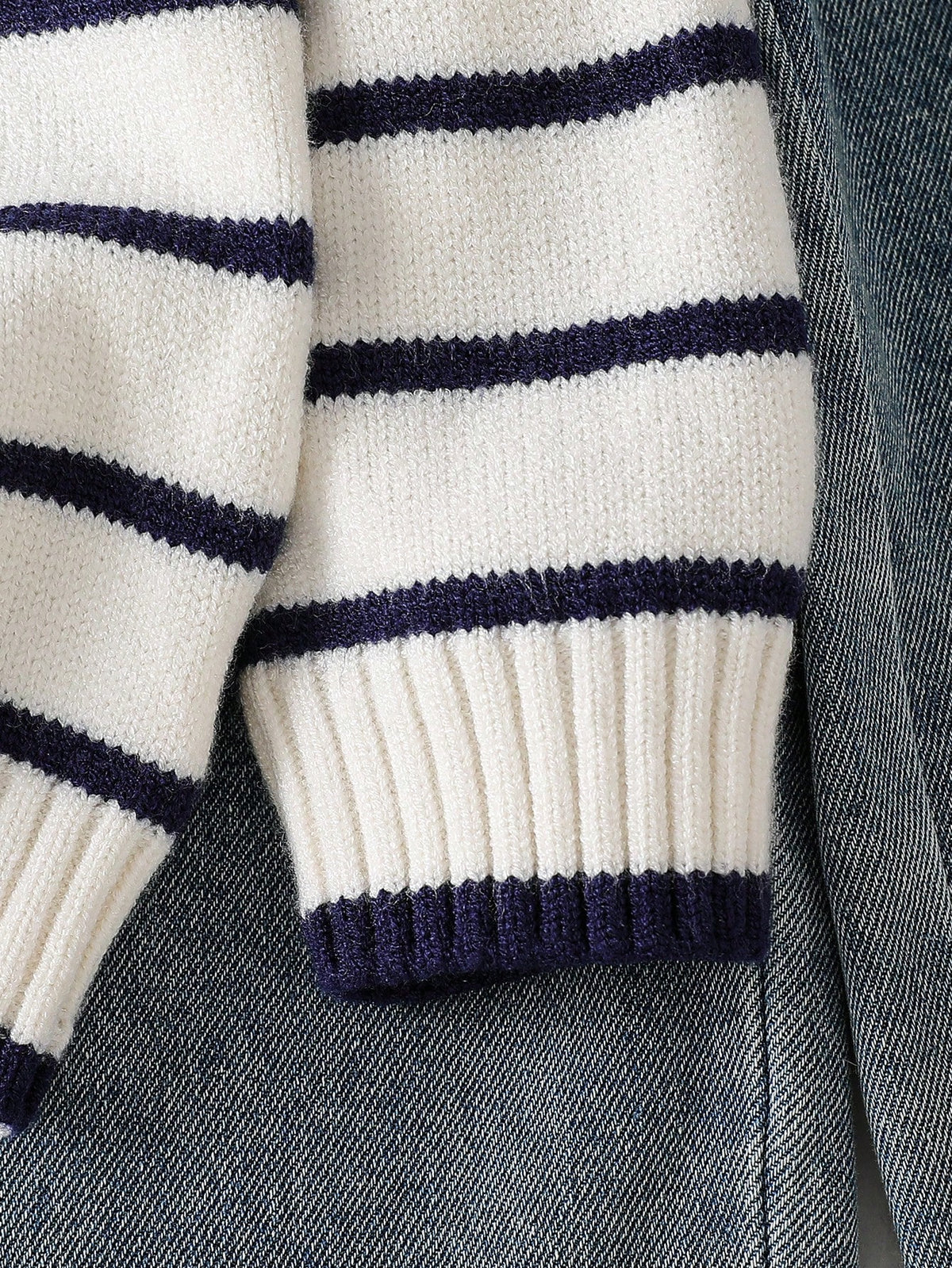 Playful Pals Boys (Small) Sweater With Turn-Down Collar, Long Sleeve, Striped Color Block Design, Suitable For Spring, Autumn, Winter, Autumn/Winter Seasons