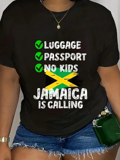 Plus Size Jamaica Travel Tee Jamaica T-Shirt Casual Short Sleeve Shirt Men Women Travel Vacation Outfit Size L-3XL 4XL 5XL