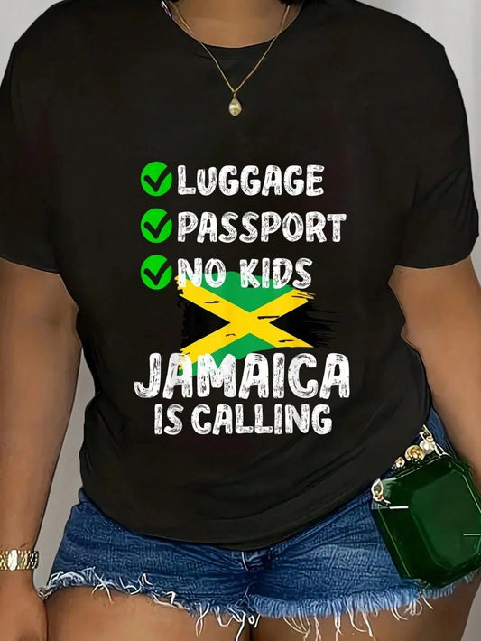 Plus Size Jamaica Travel Tee Jamaica T-Shirt Casual Short Sleeve Shirt Men Women Travel Vacation Outfit Size L-3XL 4XL 5XL
