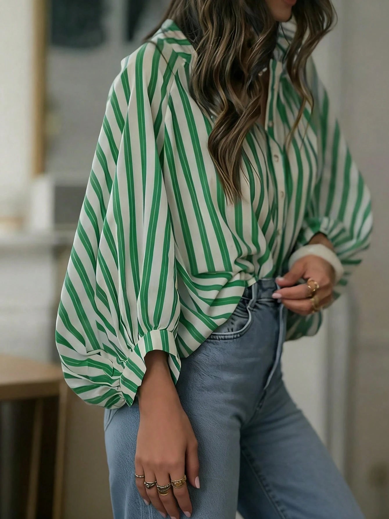 Plus Size Women's Striped Long Sleeve Autumn Clothing Spring