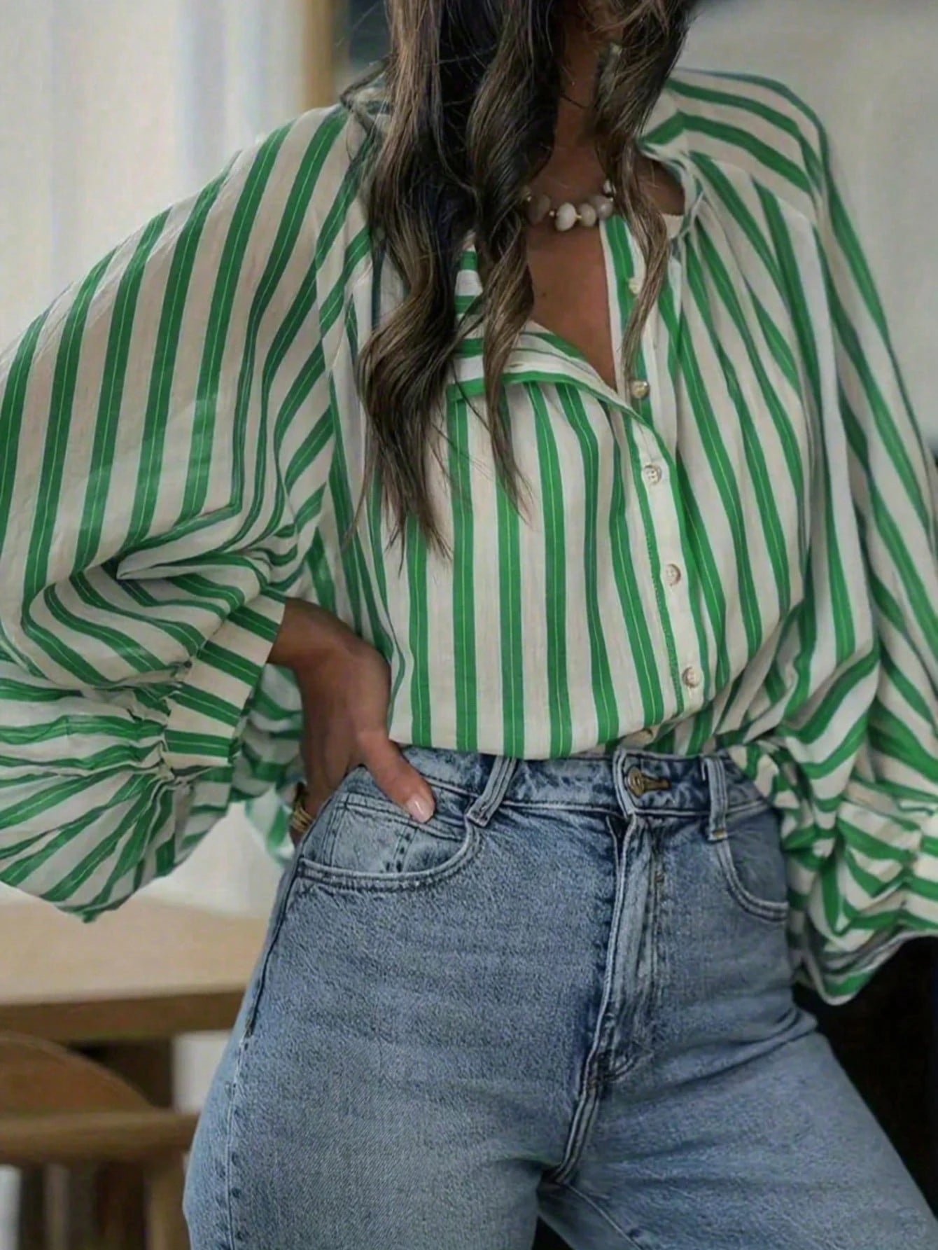 Plus Size Women's Striped Long Sleeve Autumn Clothing Spring