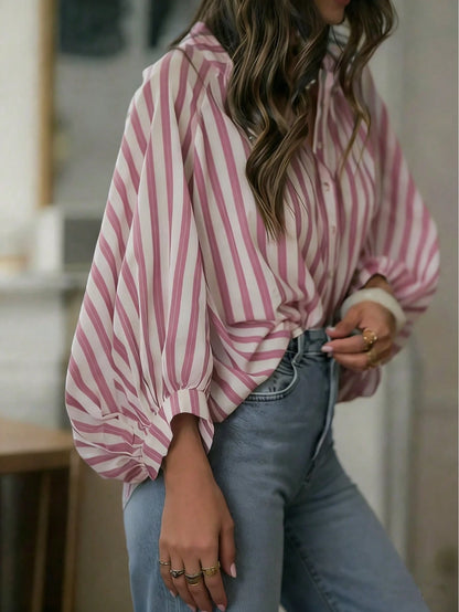Plus Size Women's Striped Long Sleeve Autumn Clothing Spring