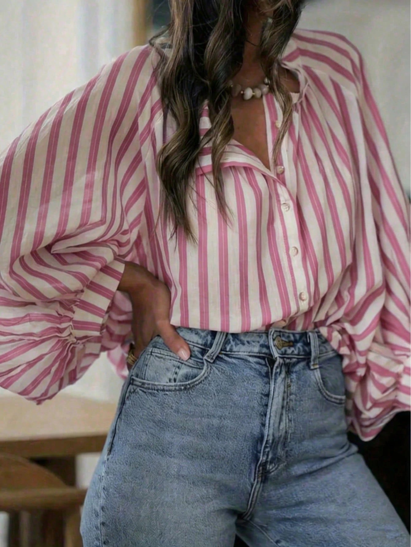 Plus Size Women's Striped Long Sleeve Autumn Clothing Spring