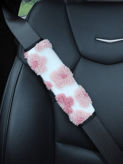 Plush Flower Car Seat Belt Shoulder Pad, Soft And Breathable Seat Belt Protector, Women's Car Accessory