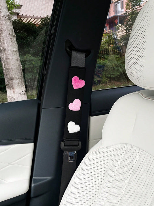 Plush Heart-Shaped Car Seat Belt Shoulder Pad, Car Seat Belt Shoulder Cover, Creative Women's Car Shoulder Pad Decorative Accessory