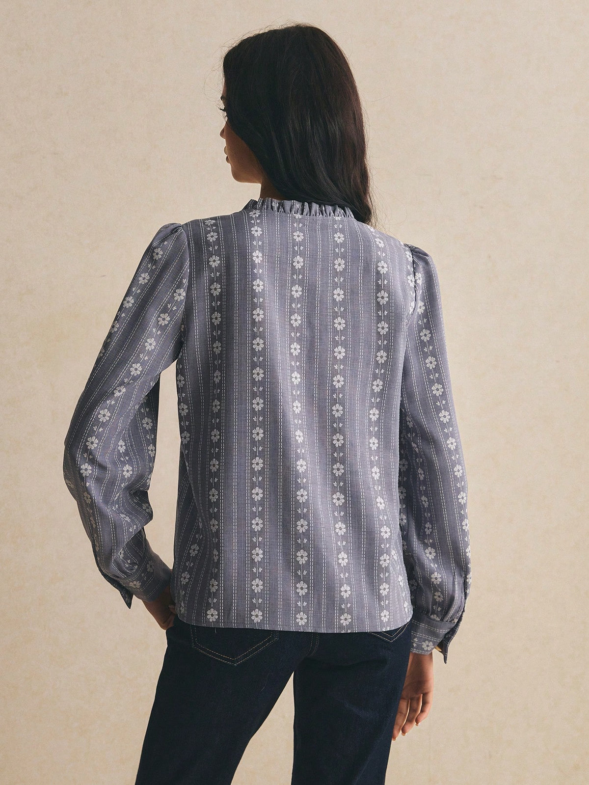 Poéselle Women's Long Sleeve Printed Sweet Elegant Elegant Blouse