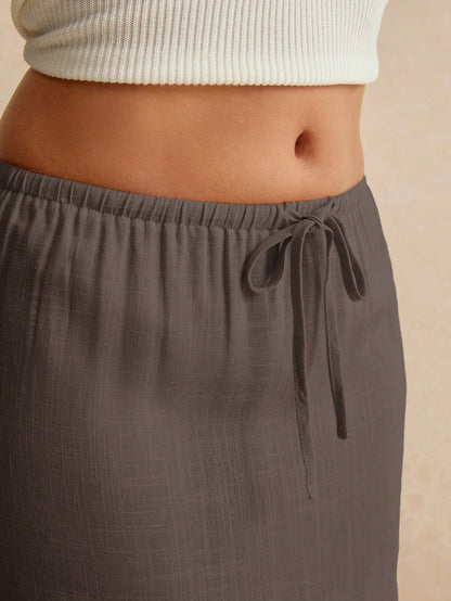 Poéselle Women's Skirt, Floor Length Maxi Skirt, Tie At Waist, Cute Skirt, Low Waist Skirt