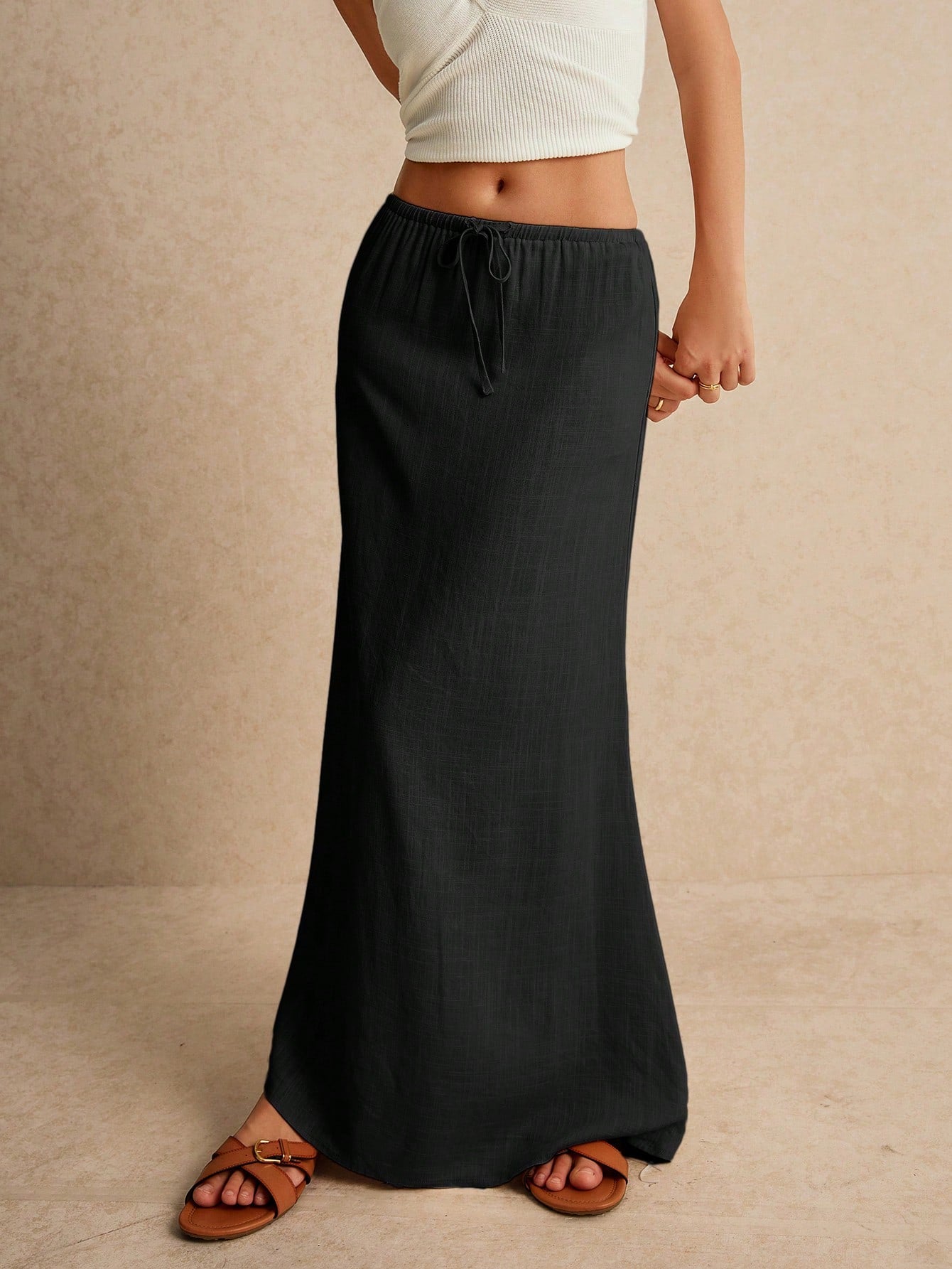 Poéselle Women's Skirt, Floor Length Maxi Skirt, Tie At Waist, Cute Skirt, Low Waist Skirt