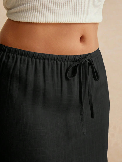 Poéselle Women's Skirt, Floor Length Maxi Skirt, Tie At Waist, Cute Skirt, Low Waist Skirt