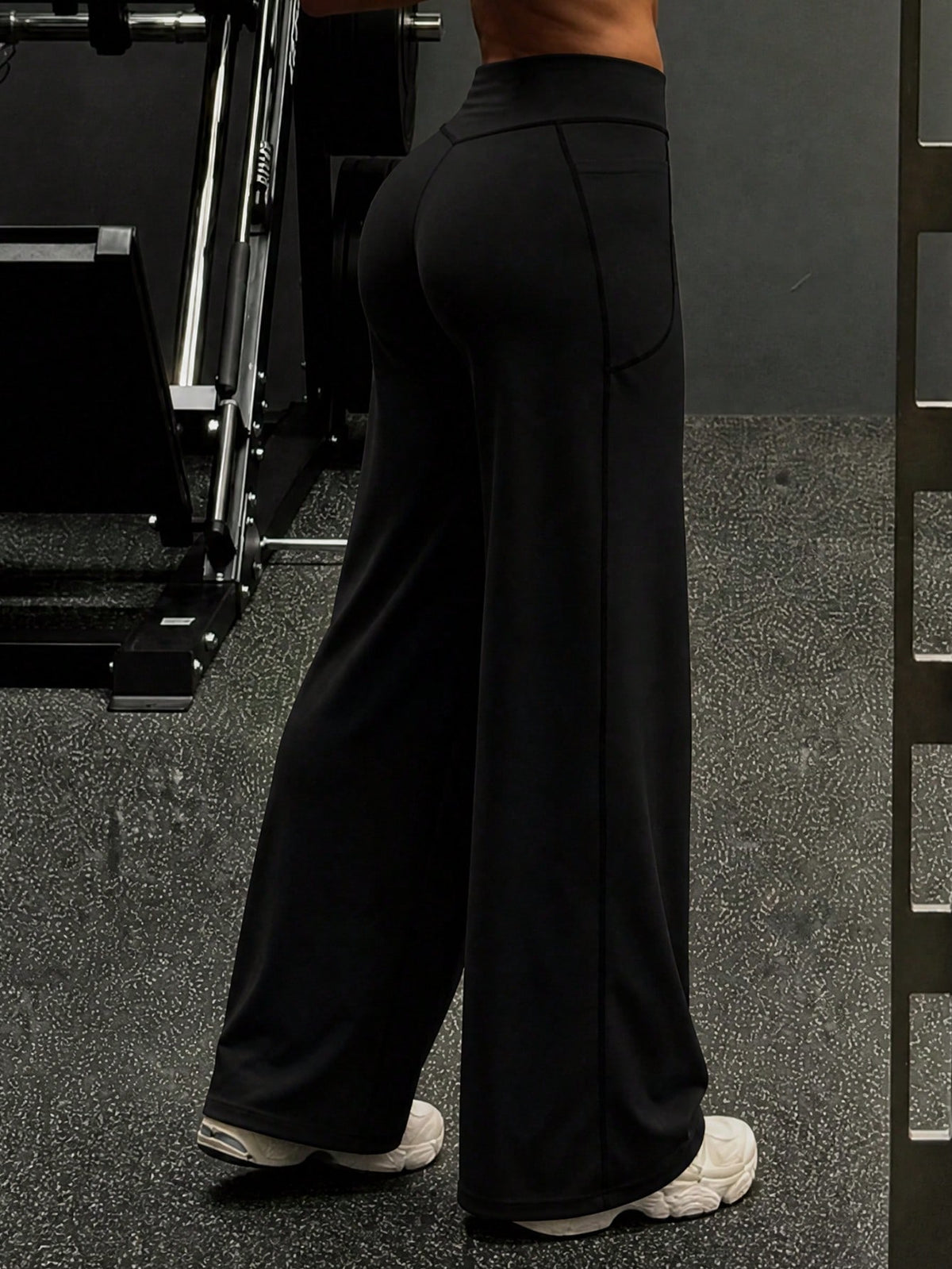Pocket, Tummy Control, Butt Lifting Wide Leg Pants, Comfortable Sports Casual Leggings, High Stretch Flare Commuting Yoga Pants Black Vacation