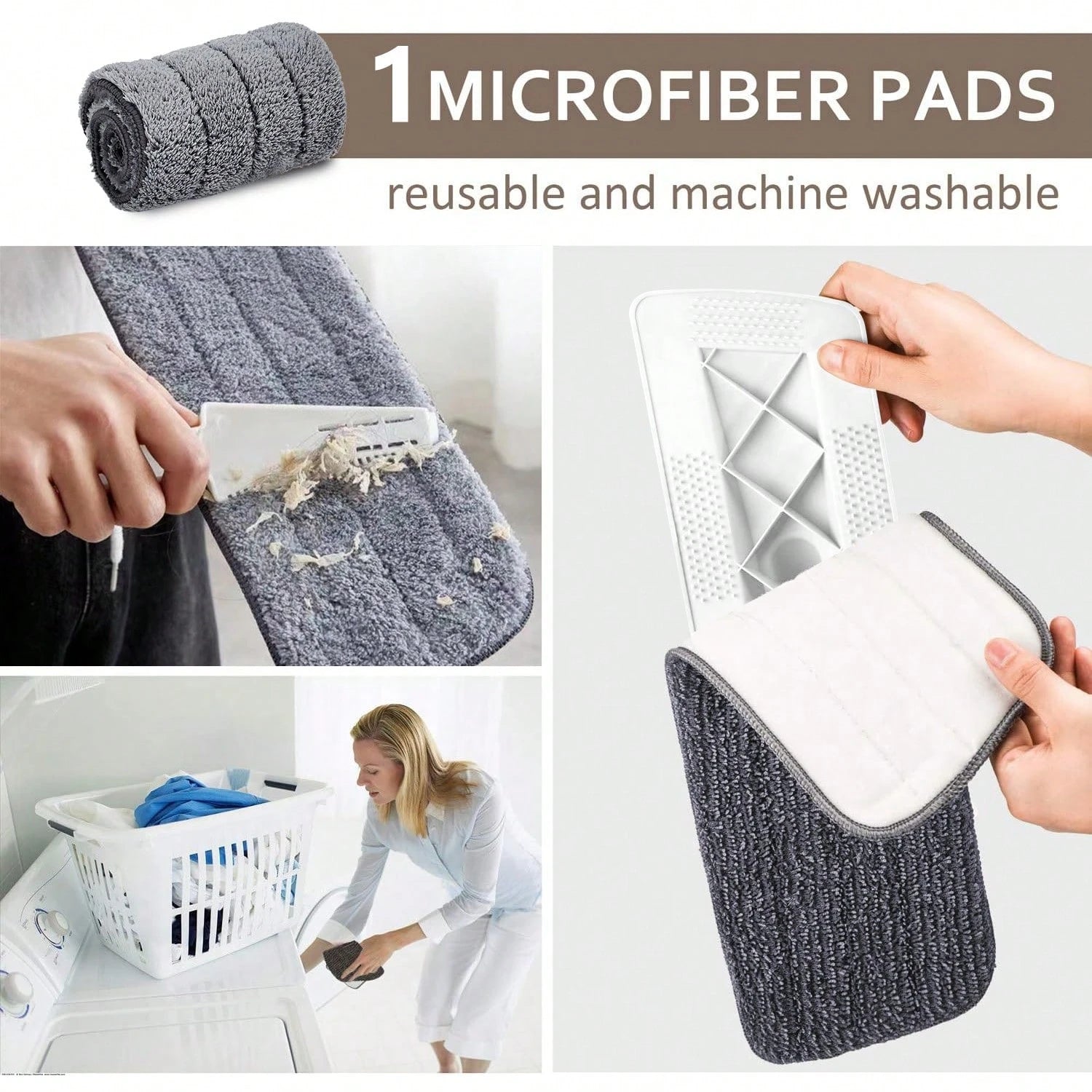 POKEPIC Spray Mop And Three Washable Pads | Water-Spraying Flat Mop, Household All-Purpose Floor Cleaner, Dry And Wet Dual-Purpose, Suitable For Hardwood, Laminate, Tiles, Ceramics