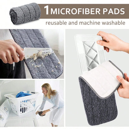 POKEPIC Spray Mop And Three Washable Pads | Water-Spraying Flat Mop, Household All-Purpose Floor Cleaner, Dry And Wet Dual-Purpose, Suitable For Hardwood, Laminate, Tiles, Ceramics